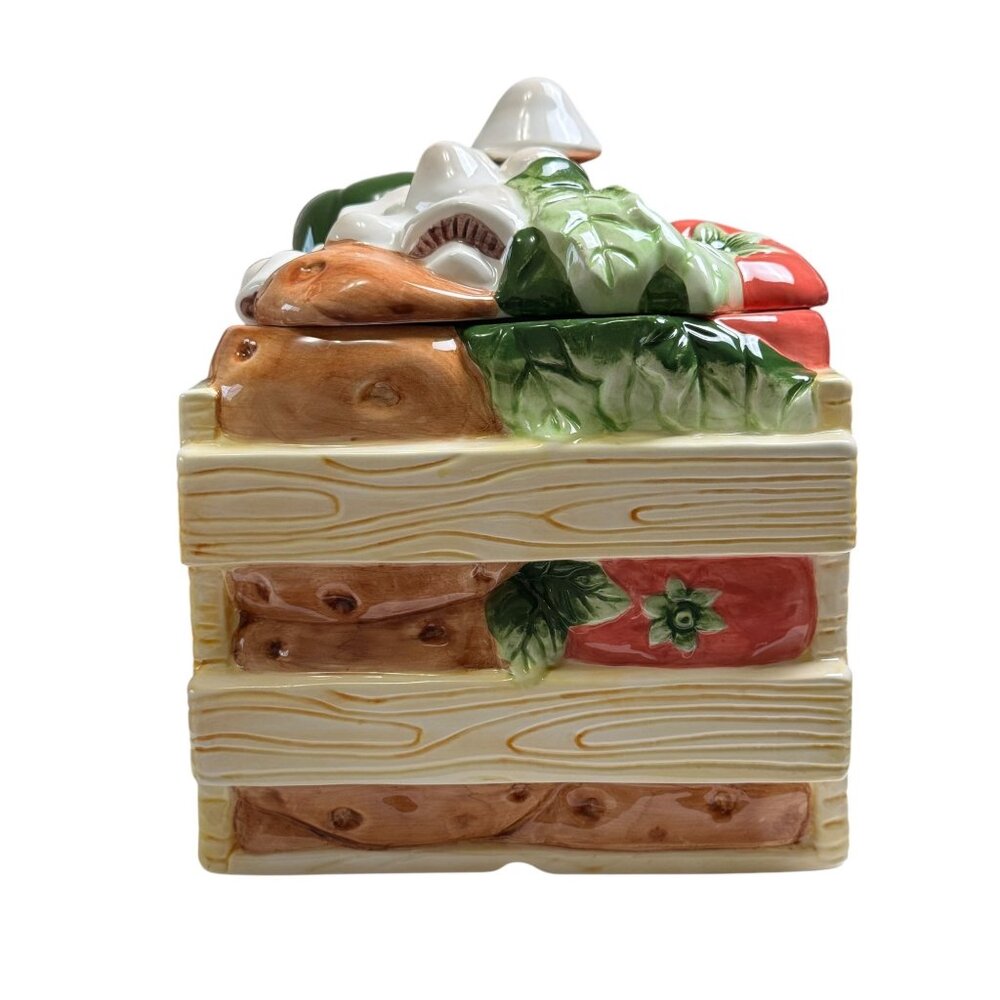 1996 Vintage Collectible Treasure Craft Cookie Jar Vegetable Crate 11" Height - Picture 2 of 12